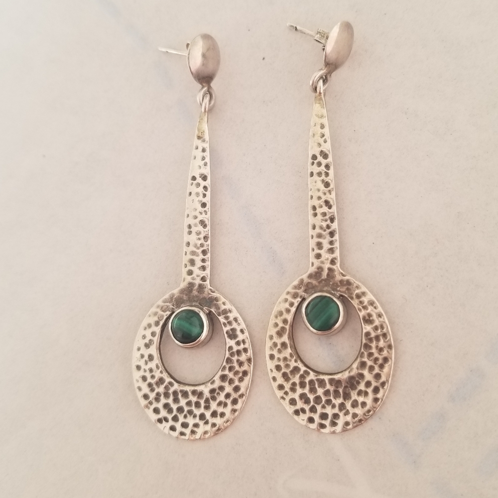 Malachite Silver earrings.